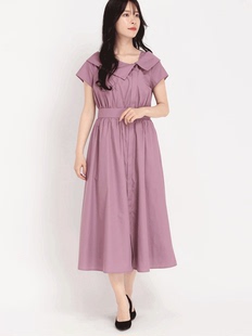 稀少2.3万獨家日单贵牌草莓地元 连衣裙 不对称翻领纯色腰带短袖