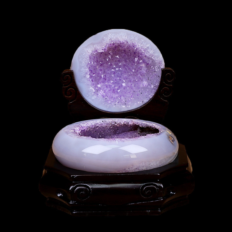 晶贵人天然玛瑙水晶洞聚宝盆原石摆件家居办公水晶装饰礼品小摆件