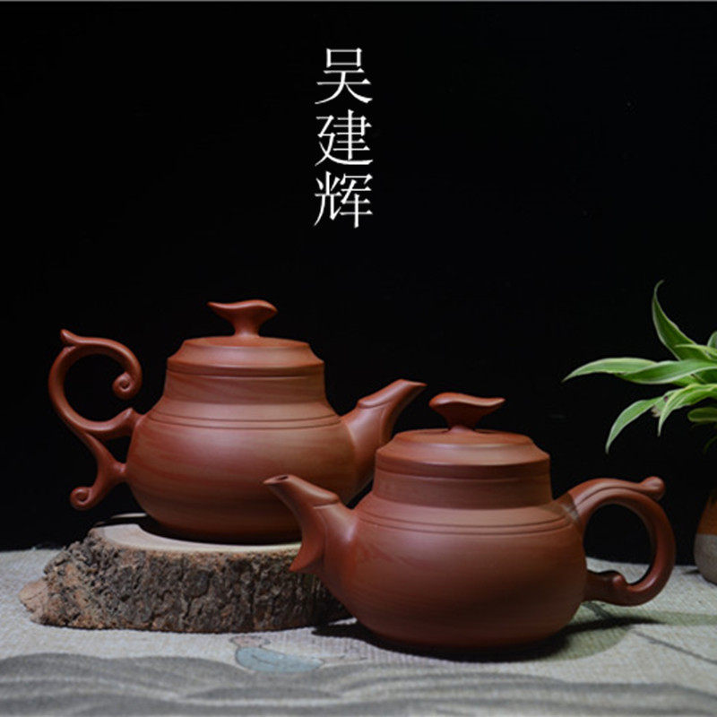 丹凤朝阳潮州手拉朱泥壶绞泥双泥壶紫砂茶壶全手工潮汕工夫茶壶