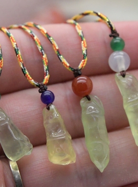 开运竹节吊坠天然葡萄石