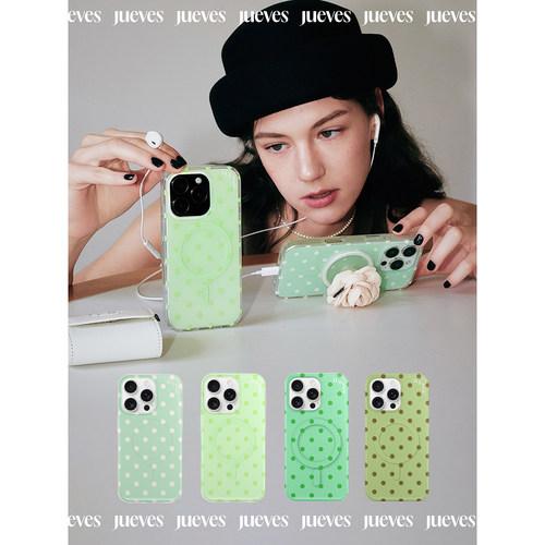 JUEVES星期四“巴黎假日”波点调色盘磁吸壳iphone16pro手机壳华为mate70pro适用p70pro硅胶17pm