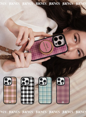 JUEVES星期四摩登女孩·复古格纹手册iphone17promax手机壳16pro原创百搭适用苹果手机壳磁吸高级15/17promax