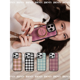 JUEVES星期四摩登女孩·复古格纹手册iphone17promax手机壳16pro原创百搭适用华为mate60pro高级15promax