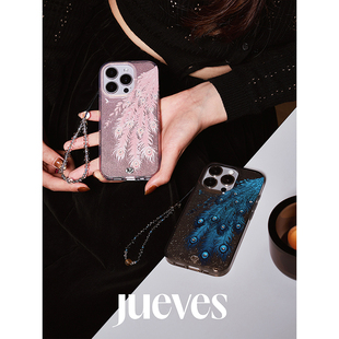 JUEVES星期四蓝黑 粉金孔雀钻石壳16promax手机壳15pro适用华为mate70pro软壳iphone16pro防摔17pm苹果p70pro