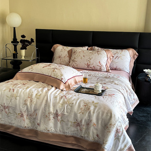 60支兰精天丝印花夏凉被机洗水洗空调被丝滑裸睡凉感双人薄被芯夏