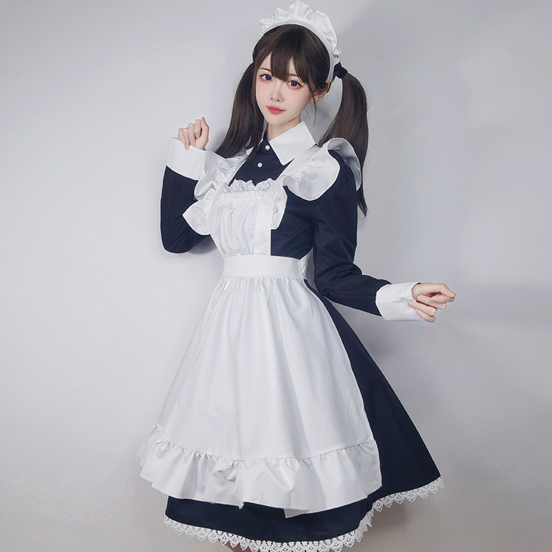 日系经典女仆装cosplay女装大佬管家女佣围裙大码传统制服套装