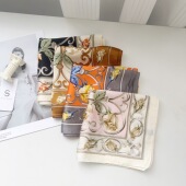 仿真丝职业领巾 春夏季 优雅花卉小方巾70x70cm薄款 批发