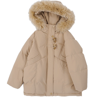 艾艾屋男童外套冬季儿童新品中大童带毛绒帽保暖羽绒服潮KMWC157