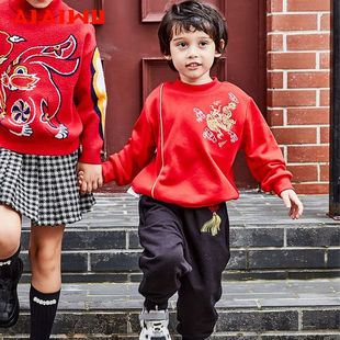 圆领卫衣保暖休闲裤 新品 2件套YLWP31 潮流冬季 艾艾屋男童套装