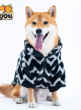 宠物狗狗猫咪柴犬贵宾泰迪潮牌冬季新款拉链双面加绒保暖卫衣