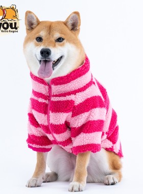 宠物狗狗猫咪柴犬潮牌秋冬季羊羔毛保暖双面加绒宠物卫衣拉链外套