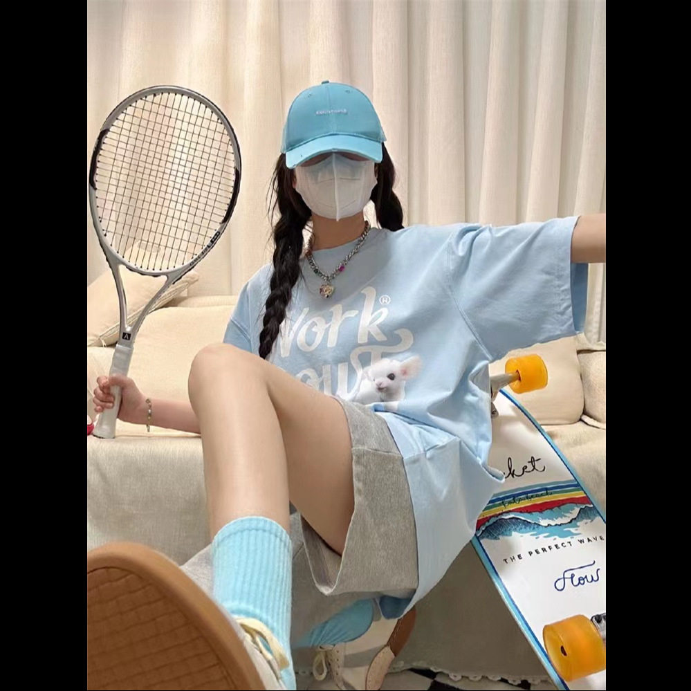 休闲运动套装女夏季新款oversize潮流短袖短裤学生宽松显瘦两件套