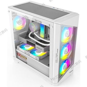 航嘉（Huntkey）GX760S堡垒电竞白色宽体游戏电脑机箱全侧透E-ATX