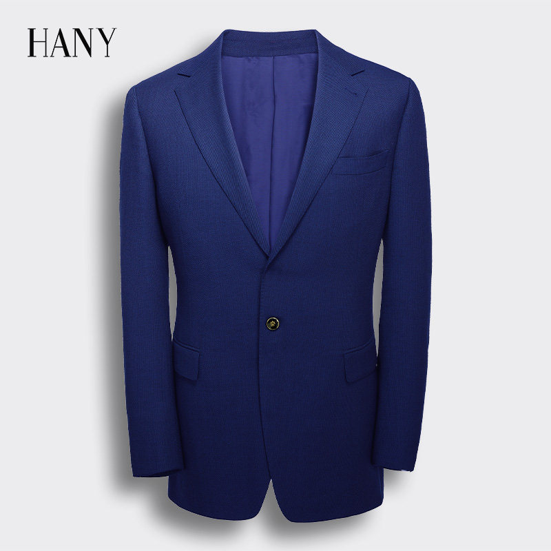 【断码清仓】hany汉尼意大利进口面料西服男蓝色修身商务羊毛西装