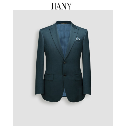 【断码清仓】HANY汉尼意大利纯羊毛西服男外套商务正装墨绿色单西