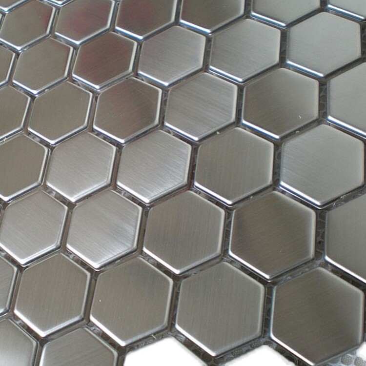 金属不锈钢小六角瓷砖马赛克背景墙玄关卫生间拉丝镜面diy 装饰墙