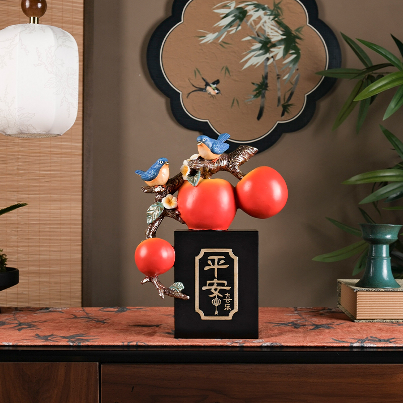 新中式高端大气上档次现代高级感高档电视柜书柜卧室柿子摆设