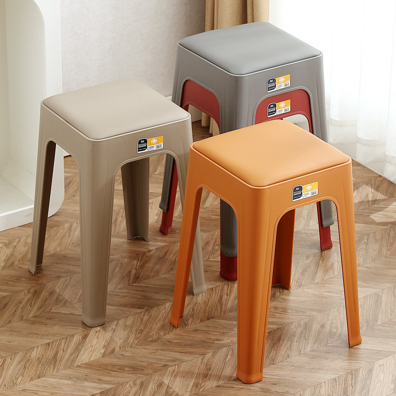 软面方凳家用软包塑料凳子加厚客厅餐桌高凳子可叠放板凳子备用椅,住宅家具,高脚凳,淘宝优惠券,粉丝福利购,淘宝优惠卷