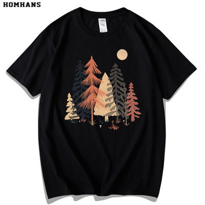 户外露营插画夏季短袖男女宽松