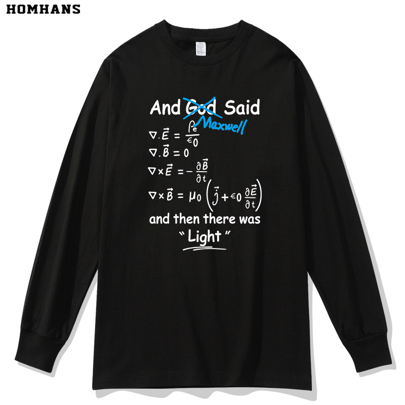 麦克斯韦方程式重磅纯棉长袖T恤