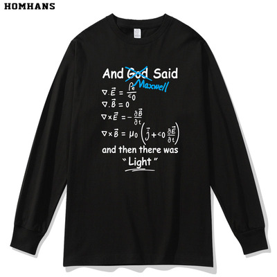 麦克斯韦方程式重磅纯棉长袖T恤