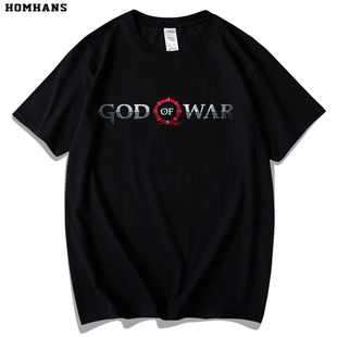 红韩春夏新款 纯棉t恤宽松 战神4游戏周边奎爷ps4青少年学生短袖