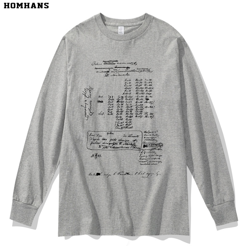 元素周期表手稿长袖T恤重磅纯棉