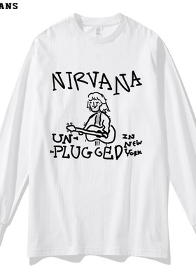NIRVANA涅槃乐队周边手绘朋克个性春秋长袖T恤重磅纯棉休闲打底衫