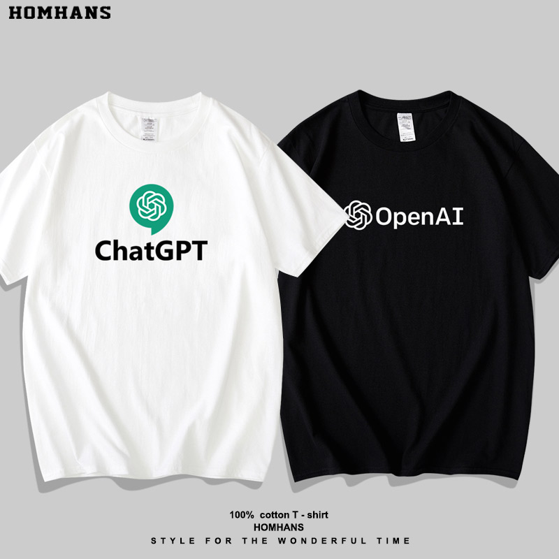 OpenAI印花短袖理工男重磅纯棉