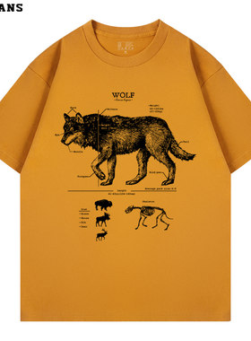 狼WOLF野生动物猛兽美式户外短袖