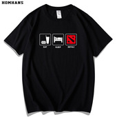 红韩春夏新款 吃饭睡觉打DOTA2青少年学生游戏周边情侣纯棉短袖 t恤