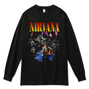 红韩Nirvana摇滚乐队涅槃做旧复古纯棉长袖T恤宽松欧美怀旧风秋装