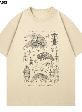 水熊Tardigrade动物微生物科普知识印花短袖男女宽松纯棉休闲百搭