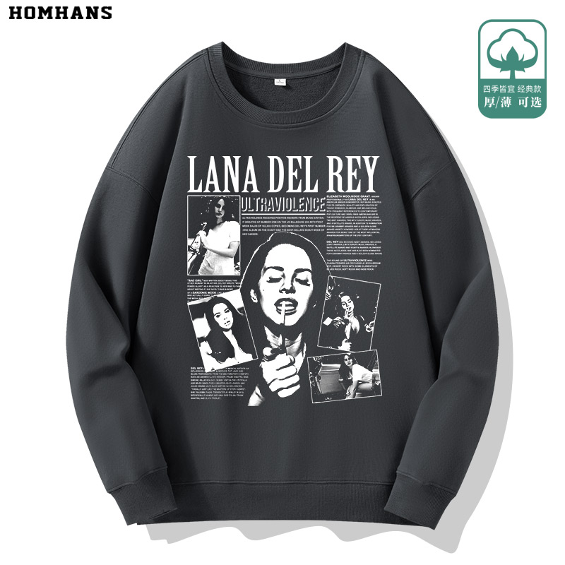 Lana Del Rey拉娜德雷欧美潮流男女通款宽松圆领无帽长袖外套卫衣