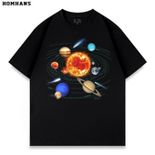 太阳系八大行星纯棉透气印花短袖 T恤科普宇宙探索天文家庭亲子装