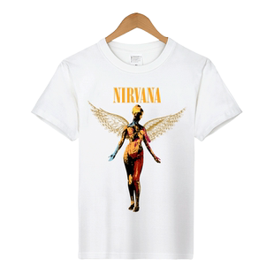 红韩涅槃乐队NIRVANA周边摇滚音乐科特柯本青少年学生T恤男短袖夏