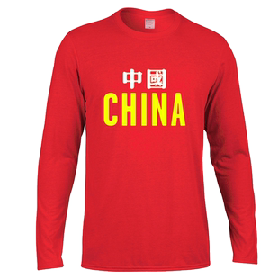 CHINA中国制造篮球运动休闲字母印花男女长袖t恤正能量爱国青年潮