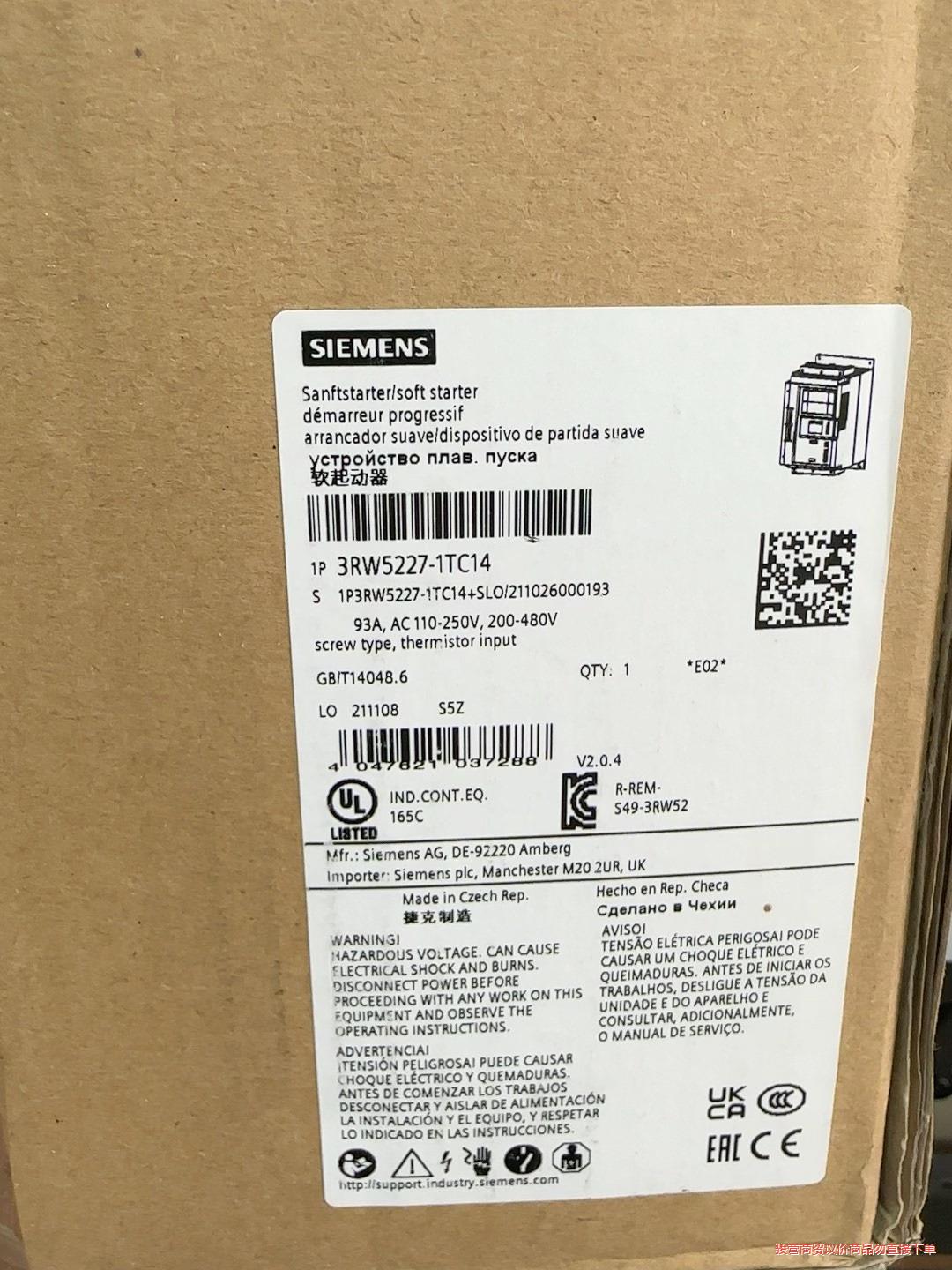 西门子软起动 3RW5227-1TC14 全新原装正品议价商品