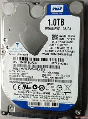 WD/西部数据硬盘，升级换下来的1TB机械高速硬盘。正(议价商品）