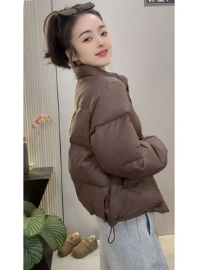 小个子羽绒服女短款简约立领保暖通勤秋冬韩版宽松爆款白鸭绒外套