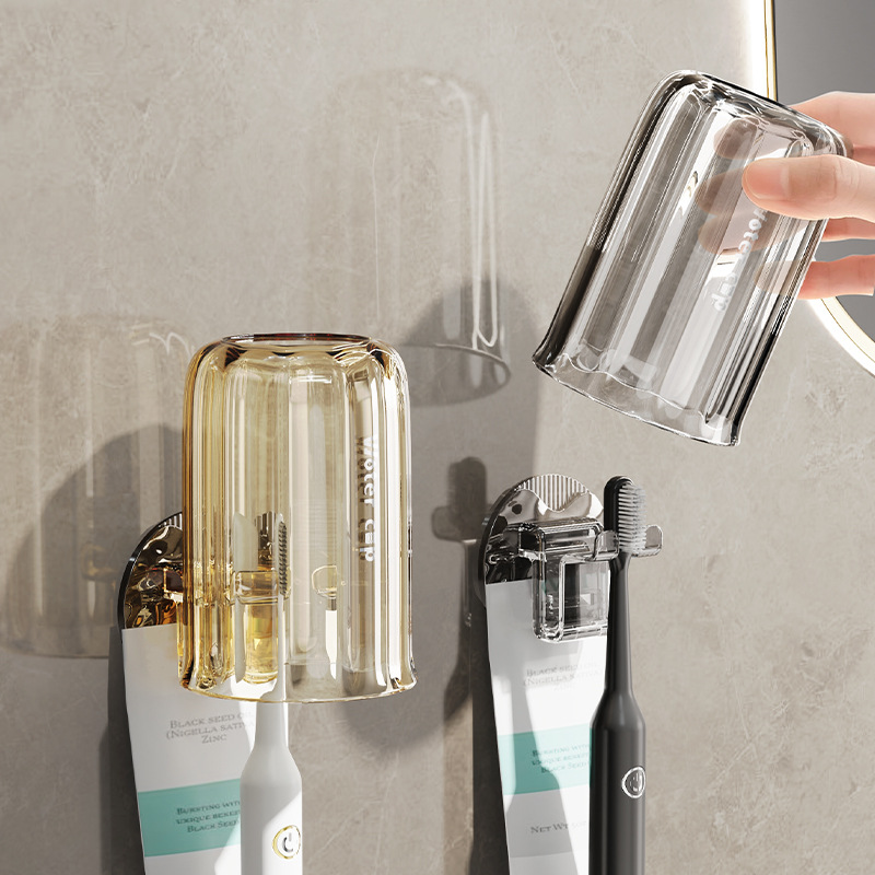 粘贴上墙免打孔壁挂式牙刷杯套装