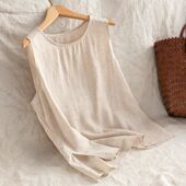 圆领套头气质上衣 复古麻背心女文艺无袖 荣昌夏布2025年春季 新款