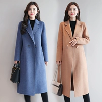 Áo khoác len nữ dài phần phiên bản Hàn Quốc 2019 mới áo khoác cashmere hai mặt lỏng lẻo mùa thu và mùa đông trên đầu gối của phụ nữ - Áo len lót đôi áo khoác chống nắng nữ