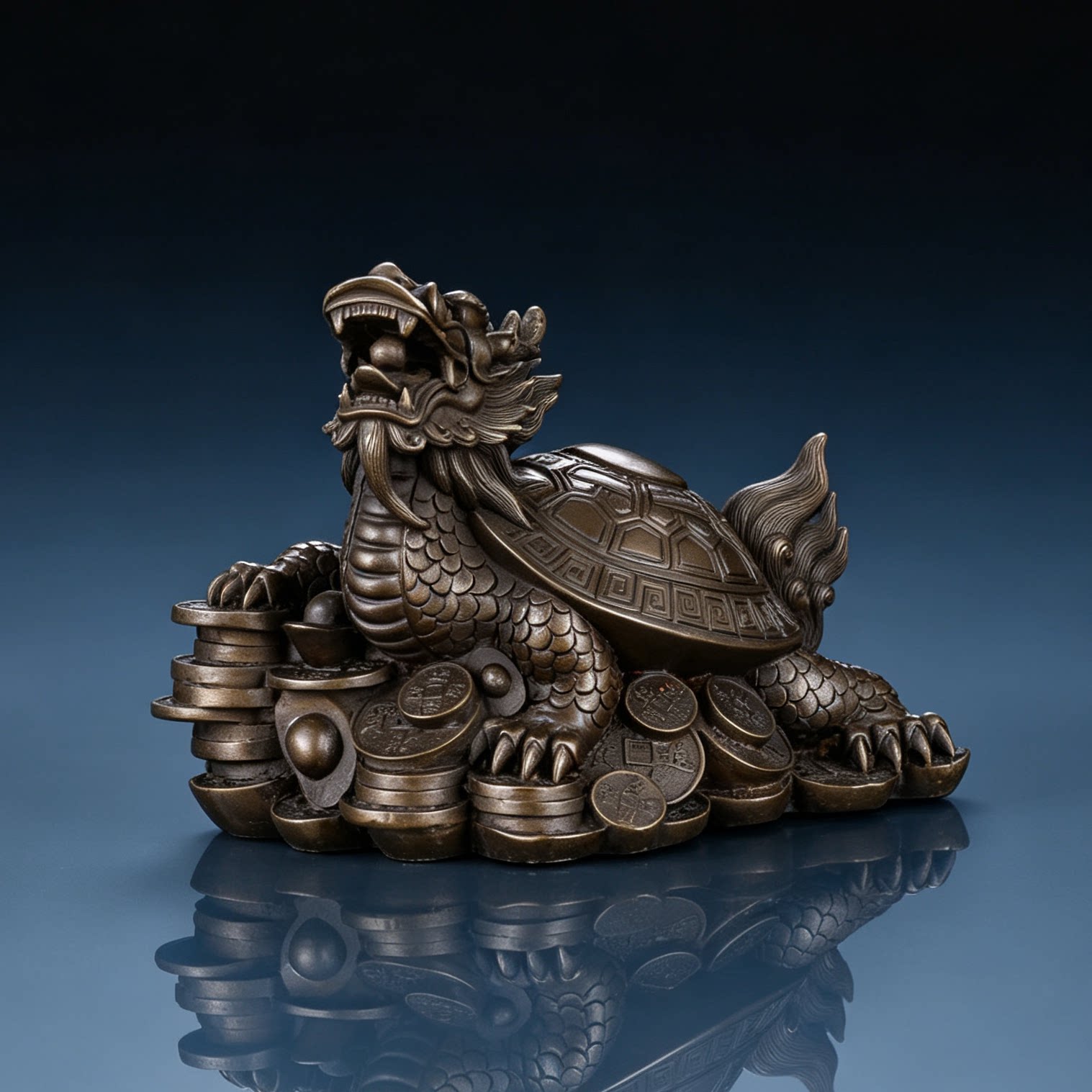 纯黄铜龙龟摆件办公室家居装饰品龙龟工艺品客厅招财乔迁新居礼品
