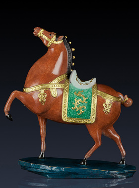 纯黄铜马到成功工艺m品彩铜马摆件办公室装饰品马礼品家居彩色铜