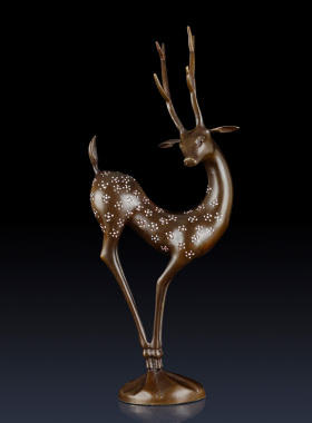 纯黄铜梅花鹿摆件客厅家居饰品摆件办公室鹿工艺品梅花鹿礼品摆设