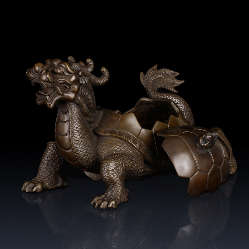 纯黄铜龙龟摆件招财开盖龙龟工艺品摆件办公室龙头龟客厅装饰礼品