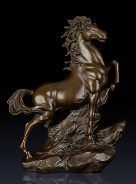 纯黄铜马到成功摆件铜马摆件家居办公室饰品铜制工艺品马摆件客厅