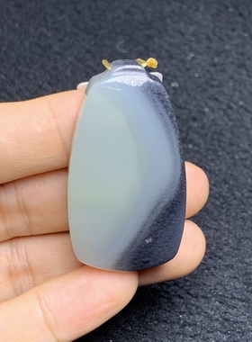 和田玉青花平安无事牌黑白分明挂件吊坠34.05克