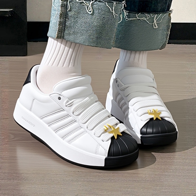 阿迪达斯厚底小白鞋三叶草男女板鞋26新款贝壳头运动休闲鞋IH6679